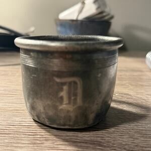 1881 Rogers Quadruple Silverplated Mini Mug “D” Initial. Antique. New York. 6908